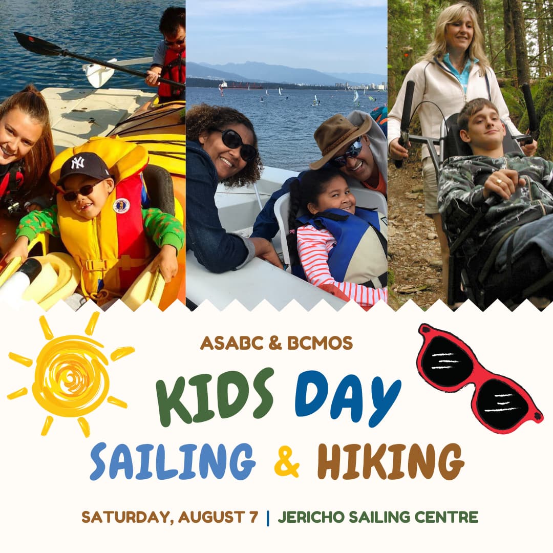 Kids, parents and volunteers enjoying sailing and hiking. ASABC and BCMOS Kids day. Hiking and sailing, Saturday August 7th.